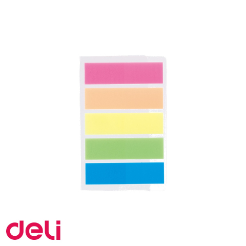 Index adeziv plastic Deli, 5 culori, 12x44mm, pentru organizare documente si dosare [3]