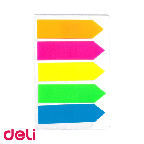 Index adeziv plastic sageata Deli, 5 culori, 12x43mm, pentru organizare documente si dosare [3]