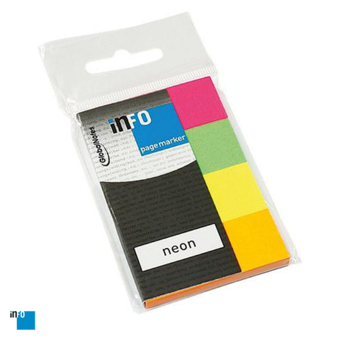 Birotica papetarie - Index autoadeziv inFO din hartie, 20x50 mm, 4 culori neon, 4x40 file