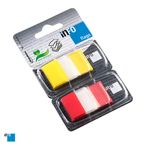 Birotica papetarie - Index autoadeziv inFO din plastic, 25x43 mm, 2x50 file, galben si rosu