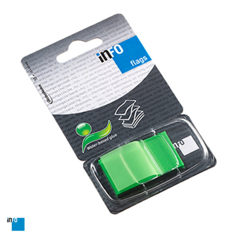 Birotica papetarie - Index autoadeziv inFO din plastic, 25x43 mm, 50 file, verde