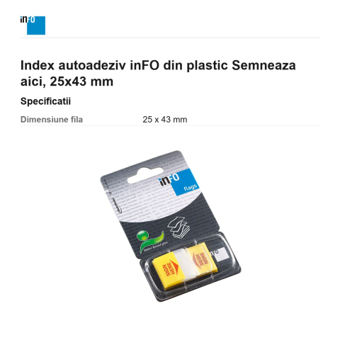 Index autoadeziv inFO din plastic Semneaza aici, 25x43 mm [2]