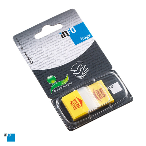 Birotica papetarie - Index autoadeziv inFO din plastic Semneaza aici, 25x43 mm