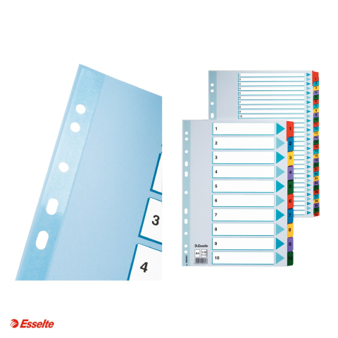 Index Esselte Mylar, carton cu taste laminate, A4, 1-10, pentru arhivare, multicolor [3]