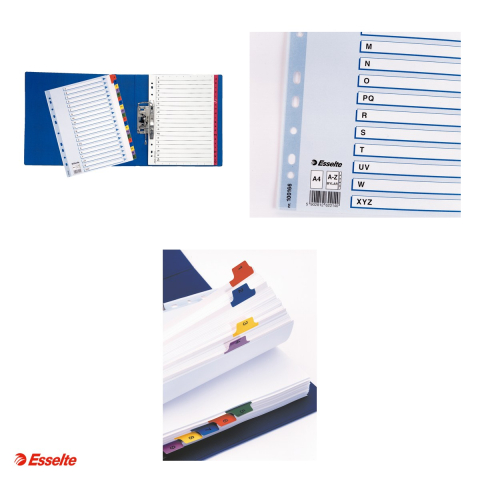 Index Esselte Mylar, carton cu taste laminate, A4, A-Z, pentru arhivare, multicolor [3]