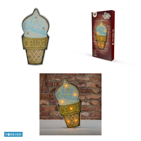 Indicator metalic retro cu LED „Ice Cream Forever”, dimensiune 457 x 50 x 223mm, 6 lumini, alimentare 2 x AA sau USB 5V [3]