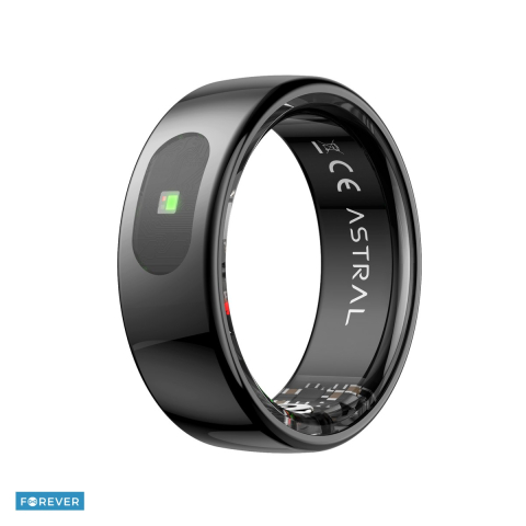 Inele smart - Inel inteligent Forever Astral SR-100 marimea 13, otel inoxidabil, 5ATM, masurare puls si temperatura, monitorizare stres, control prin gesturi,Negru