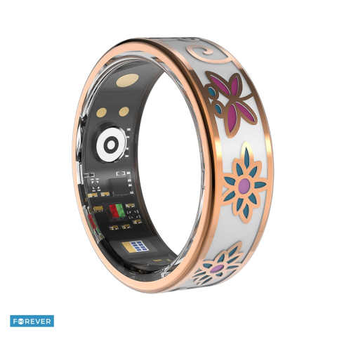 Inele smart - Inel inteligent Forever Botanical SR-101 marimea 9, otel inoxidabil, rasina, bluetooth 5.4, 18 mAh, masurare puls presiune si saturatia de oxigen, monitorizarea somnului, inregistrare date exercitii,