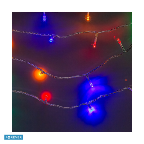 Instalatii de Craciun - Instalatie luminoasa 180LED cu lumina multicolora, lungime 14,4 m, cablu alimentare 3m, consum 3.6W, 8 moduri de iluminare