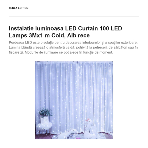 Instalatie luminoasa LED Curtain 100 LED Lamps 3Mx1 m lumina rece [1]