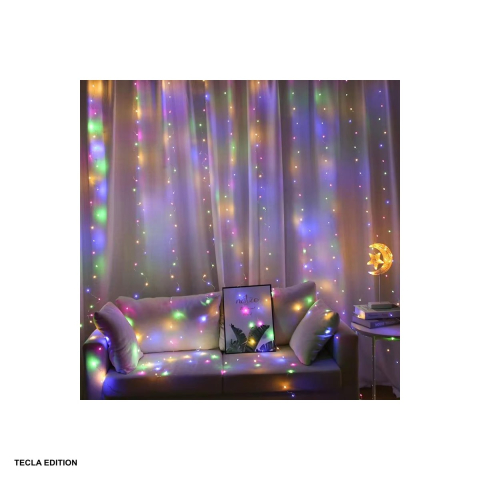 Instalatii de Craciun - Instalatie luminoasa LED Curtain 300 LED Lamps 3Mx3 m, Multicolor