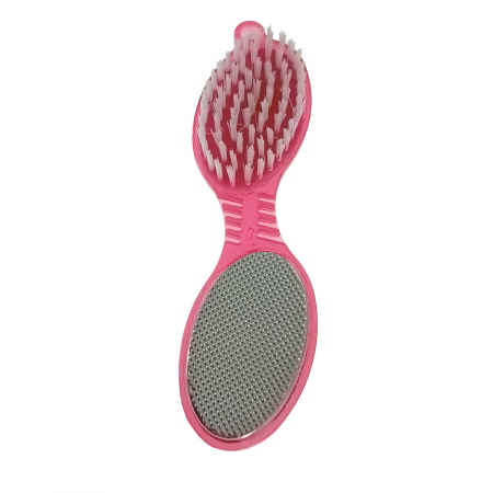 Instrument pentru pedichiura cu perie, piatra ponce, pila si pad de lustruire, 026-V22 25370, roz [4]