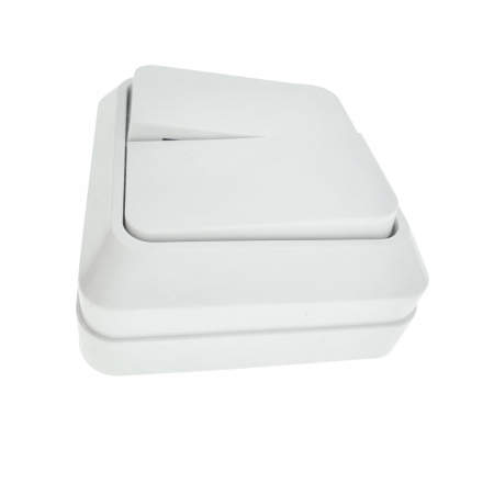Iluminare si Electrice - Intrerupator cu 2 butoane, aplicat, cu rama, 80 x 80 x 35mm, alb