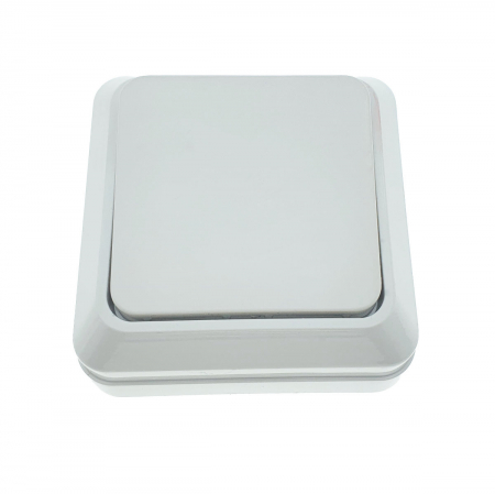 Intrerupator cu buton, aplicat, cu rama, 70 x 70 x 32mm, alb [1]