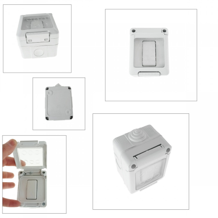 Intrerupator simplu pentru exterior, FE-40883, montaj aplicat, 16A 250V, IP55, 96 x 68 x 56mm, alb [3]