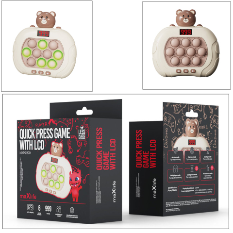 Joc Educational Portabil Maxlife MXPS-200 Pop It cu 6 Moduri, Display LCD si Design Ursulet, pentru Dezvoltarea Memoriei si a Coordonarii [4]