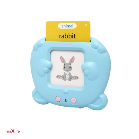 Jucarii educative - Jucarie educativa copii, Maxlife english MXLD-100, pentru invatarea limbii engleze, redare audio cuvinte, 112 carduri in 12 categorii, 100 mAh, Albastru
