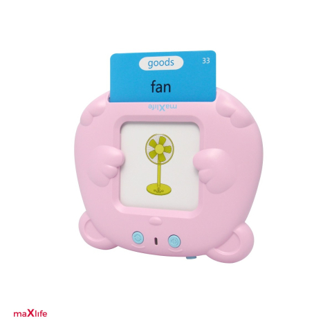 Jucarii educative - Jucarie educativa copii, Maxlife english MXLD-100, pentru invatarea limbii engleze, redare audio cuvinte, 112 carduri in 12 categorii, 100 mAh, Roz