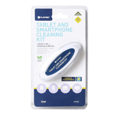 Articole curatenie - Kit de Curatenie Ecrane Tactile, cu Lichid Antistatic si Perie din Microfibra, pentru Smartphone, Tableta, Ochelari si Lentile