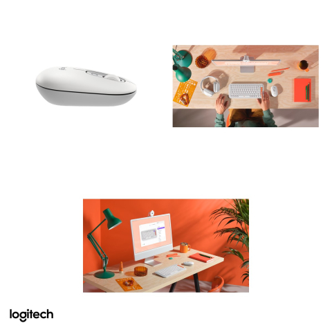 Kit tastatura si mouse Bluetooth Logitech POP Icon Combo, tastatura compacta cu 4 Action Keys, mouse silentios, Easy-Switch, layout US International, alb-crem cu portocaliu, 920-013141 [4]