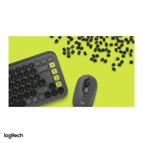 Kit tastatura si mouse Bluetooth Logitech POP Icon Combo, tastatura compacta cu 4 Action Keys, mouse silentios, Easy-Switch, layout US International, grafit cu verde, 920-013140 [5]