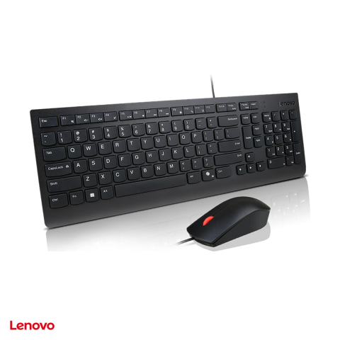 Set accesorii IT - Kit tastatura si mouse cu fir Lenovo Essential Wired Combo, layout romanesc Romanian 096, USB, tastatura numerica, tasta Copilot, rezistenta la stropire, negru, 4X31R64428
