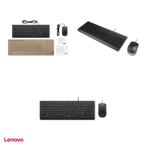 Kit tastatura si mouse cu fir Lenovo Essential Wired Combo, USB, tasta Copilot, taste silentioase, rezistenta la stropire, mouse 1600 DPI, layout US Euro, negru, 4X31R64439 [3]