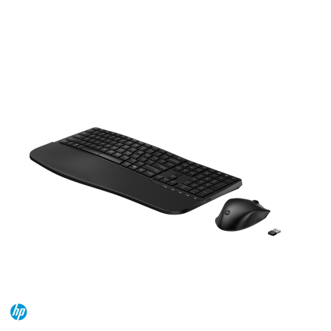 Kit tastatura si mouse wireless HP 685 Comfort Dual-Mode, 2.4 GHz si Bluetooth, tastatura in val cu suport de palme, taste silentioase, tasta Copilot, layout US, negru, 8T6L7UT [3]