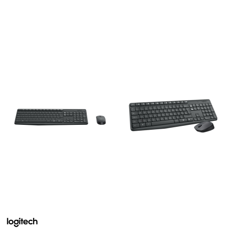 Kit tastatura si mouse wireless Logitech MK235, 2.4 GHz cu receptor USB nano, 15 taste functionale, rezistenta la stropire, layout US International, gri, 920-007931 [3]