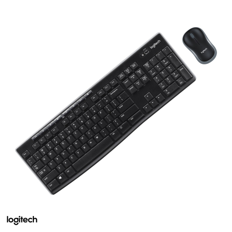 Accesorii IT - Kit tastatura si mouse wireless Logitech MK270, 2.4 GHz cu receptor USB nano, 8 taste media, rezistenta la stropire, layout US International, negru, 920-004508