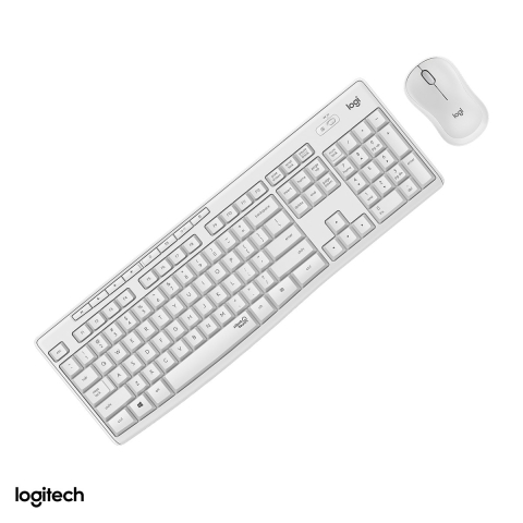 Accesorii IT - Kit tastatura si mouse wireless Logitech MK295 Silent, 2.4 GHz cu receptor USB nano, taste si clickuri silentioase SilentTouch, rezistenta la stropire, layout US International, alb-crem, 920-009824