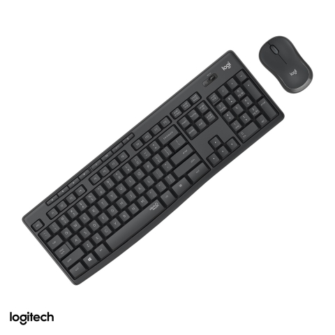 Set accesorii IT - Kit tastatura si mouse wireless Logitech MK295 Silent, 2.4 GHz cu receptor USB nano, taste si clickuri silentioase SilentTouch, rezistenta la stropire, layout ceh/slovac QWERTZ, grafit, 920-009808