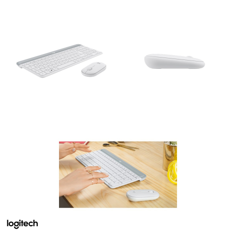 Kit tastatura si mouse wireless Logitech MK470 Slim, 2.4 GHz cu receptor USB nano, tastatura compacta cu numeric, mouse silentios, layout US International, alb-crem, 920-009205 [4]