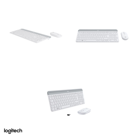 Kit tastatura si mouse wireless Logitech MK470 Slim, 2.4 GHz cu receptor USB nano, tastatura compacta cu numeric, mouse silentios, layout US International, alb-crem, 920-009205 [3]