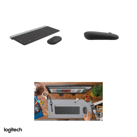 Kit tastatura si mouse wireless Logitech MK470 Slim, 2.4 GHz cu receptor USB nano, tastatura compacta cu numeric, mouse silentios, layout US International, grafit, 920-009204 [4]