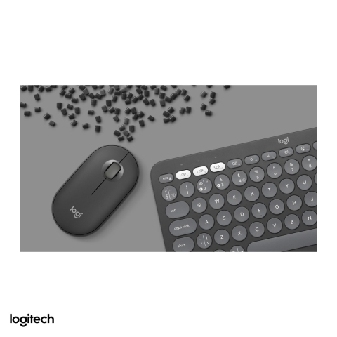 Kit tastatura si mouse wireless Logitech Pebble 2 Combo, Logi Bolt si Bluetooth, tastatura slim K380s, mouse M350s silentios, Easy-Switch, layout US International, grafit, 920-012239 [5]
