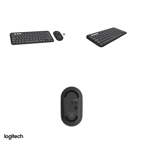 Kit tastatura si mouse wireless Logitech Pebble 2 Combo, Logi Bolt si Bluetooth, tastatura slim K380s, mouse M350s silentios, Easy-Switch, layout US International, grafit, 920-012239 [3]