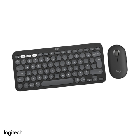 Set accesorii IT - Kit tastatura si mouse wireless Logitech Pebble 2 Combo, Logi Bolt si Bluetooth, tastatura slim K380s, mouse M350s silentios, Easy-Switch, layout US International, grafit, 920-012239