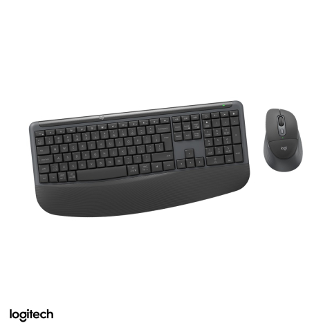 Set accesorii IT - Kit tastatura si mouse wireless Logitech Signature Comfort Plus MK880 for Business, Logi Bolt USB-C si Bluetooth, tasta AI, suport de palme, layout US International, grafit, 920-014051