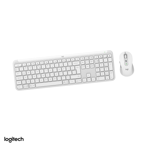 Accesorii IT - Kit tastatura si mouse wireless Logitech Signature Slim Combo MK950, Logi Bolt si Bluetooth, tastatura slim, mouse M750 silentios, Easy-Switch, layout US International, alb-crem, 920-012491