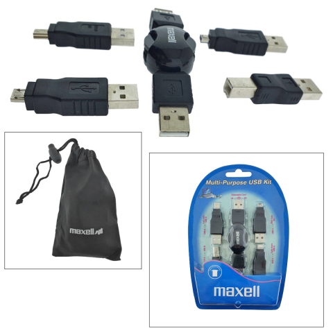 Kit USB Universal Maxell cu Cablu Retractabil si 4 Adaptoare, Husa Protectoare - Conectivitate pentru Dispozitive Vechi si Noi [4]
