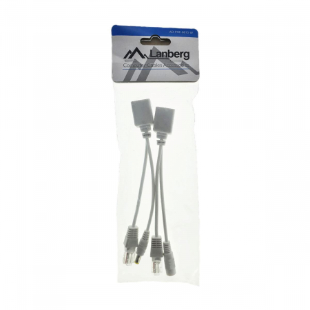 Cablu UTP pasiv cu injector PoE, Lanberg 42148, energie si transfer de date, alb , contine 2 adaptoare cu cablu de lungime 10cm [4]