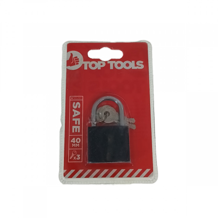 Lacat din fonta, cu 3 chei, 40 mm, Top Tools 90U301, negru [2]