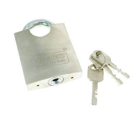 Bricolaj - Lacat metalic inox Flores 11435, 60mm, cu protectie Anti Spargere, 3 chei, 437g, argintiu