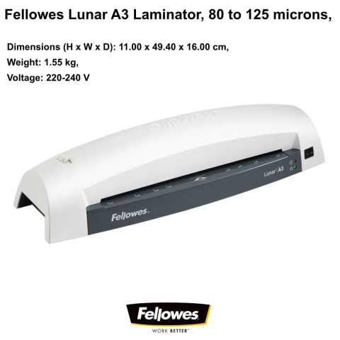 Laminator A3 Fellowes Lunar cu functie de eliberare si sistem anti-blocare pentru documente, fotografii si proiecte creative [3]