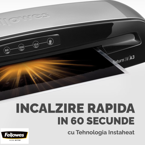Laminator A3 Fellowes Saturn 3 cu functie de eliberare, auto-stingere si kit start pentru documente, postere si proiecte creative [2]