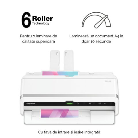 Laminator A3 Fellowes Venus LX 6 role cu InstaHeat, mod revers si Clean Alert pentru documente profesionale si laminare ultra-rapida [5]