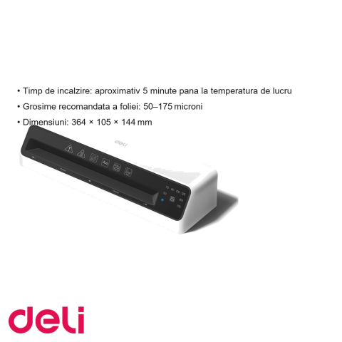 Laminator A4 Deli ET103, dual hot/cold, 175 microni, pentru birou si uz personal [2]