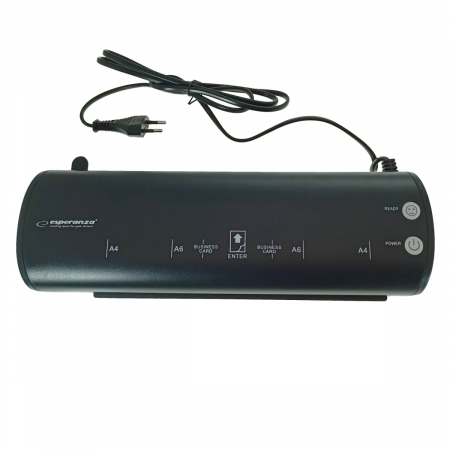 Laminator A4 Esperanza Interstellar 93251, 300 mm/min, laminare A6-A4-carte vizita, cablu alimentare de 130cm, negru [1]