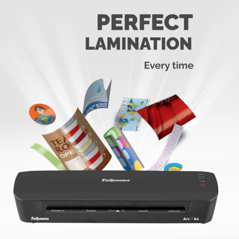 Laminator A4 Fellowes Arc cu functie de eliberare si kit folii inclus pentru documente, fotografii si proiecte creative [1]